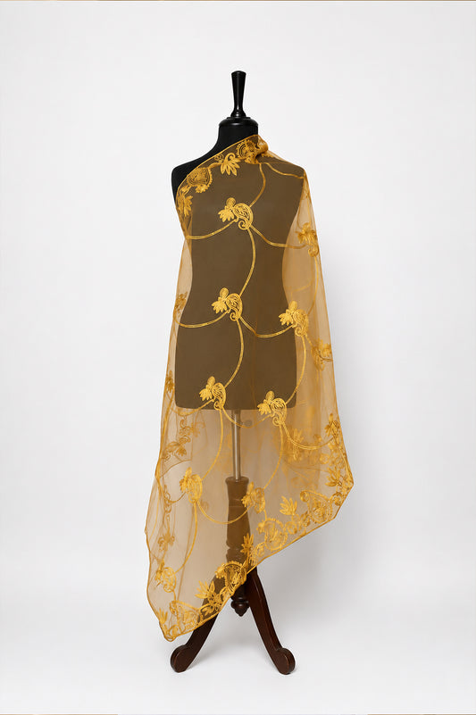 Bridal & Festive Embroidered Net Dupatta