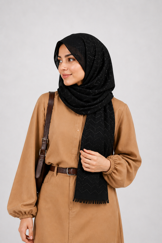 Midnight Crystal Premium Wool Stole