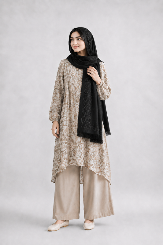 Midnight Crystal Premium Wool Stole