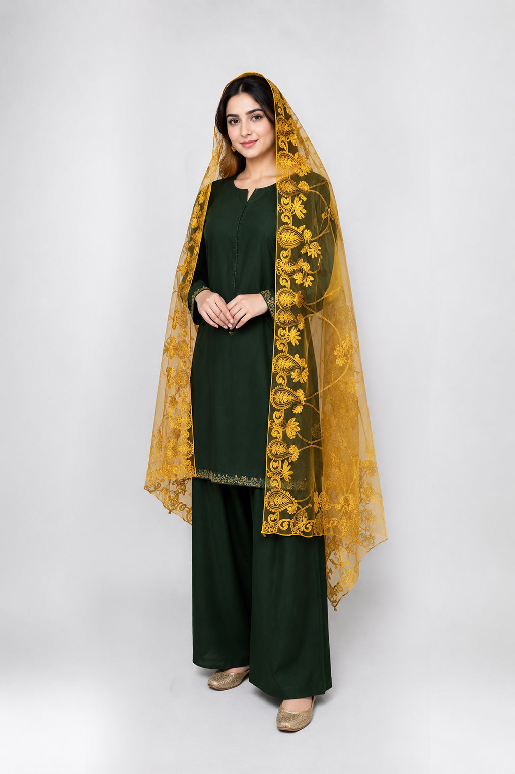 Bridal & Festive Embroidered Net Dupatta