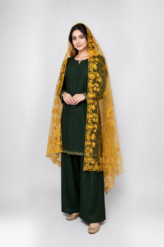 Bridal & Festive Embroidered Net Dupatta