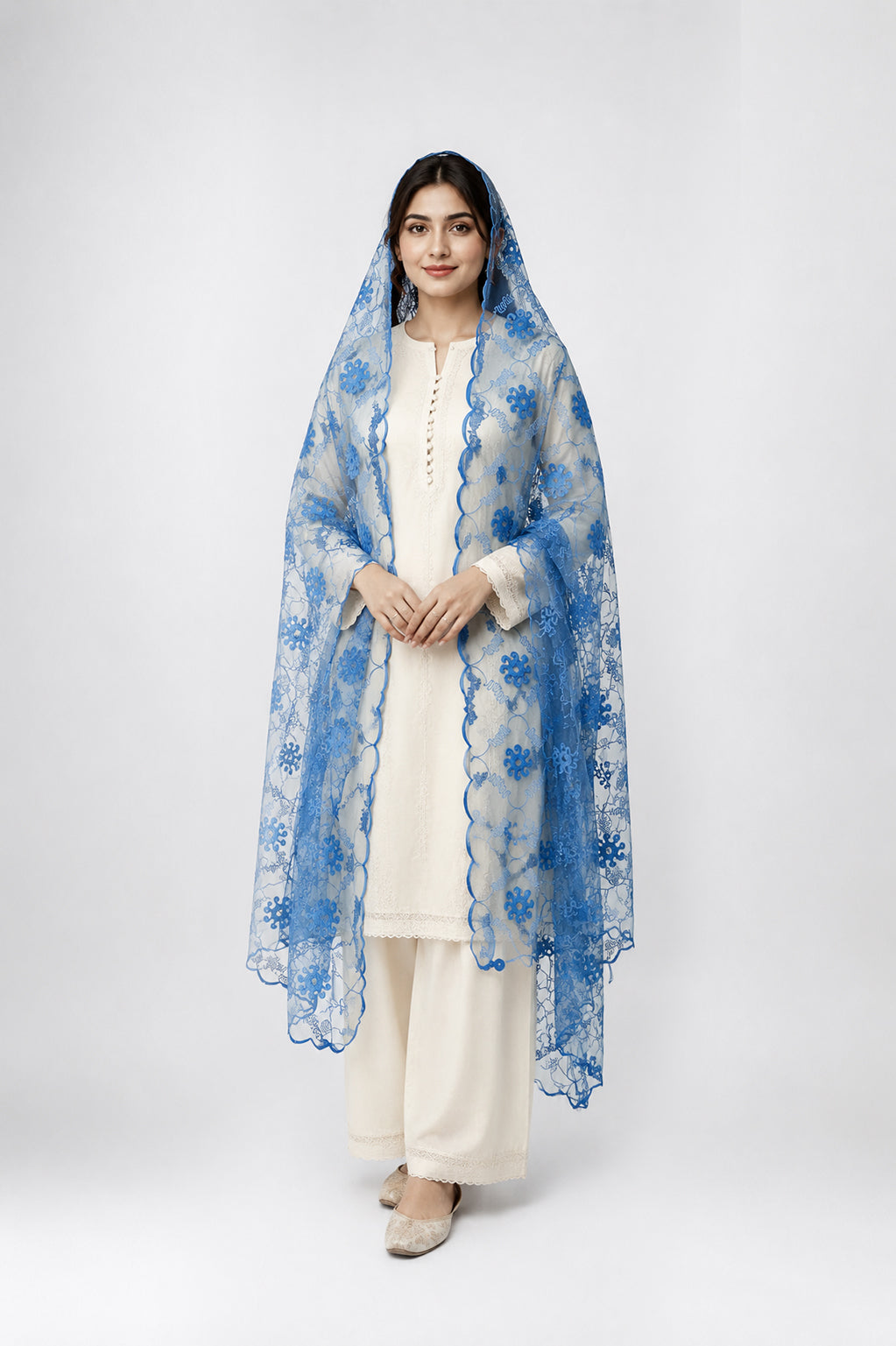 Bridal & Festive Embroidered Net Dupatta