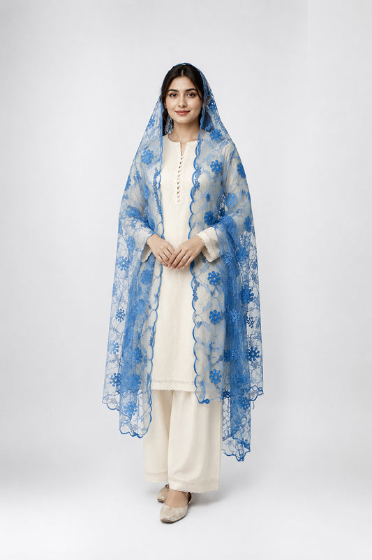 Bridal & Festive Embroidered Net Dupatta