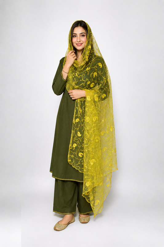 Bridal & Festive Embroidered Net Dupatta